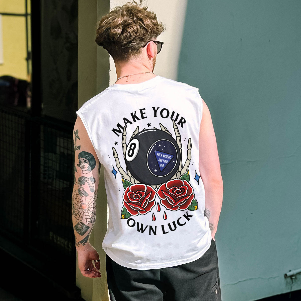 Camiseta sin mangas con diseño de bola mágica 8 (unisex)