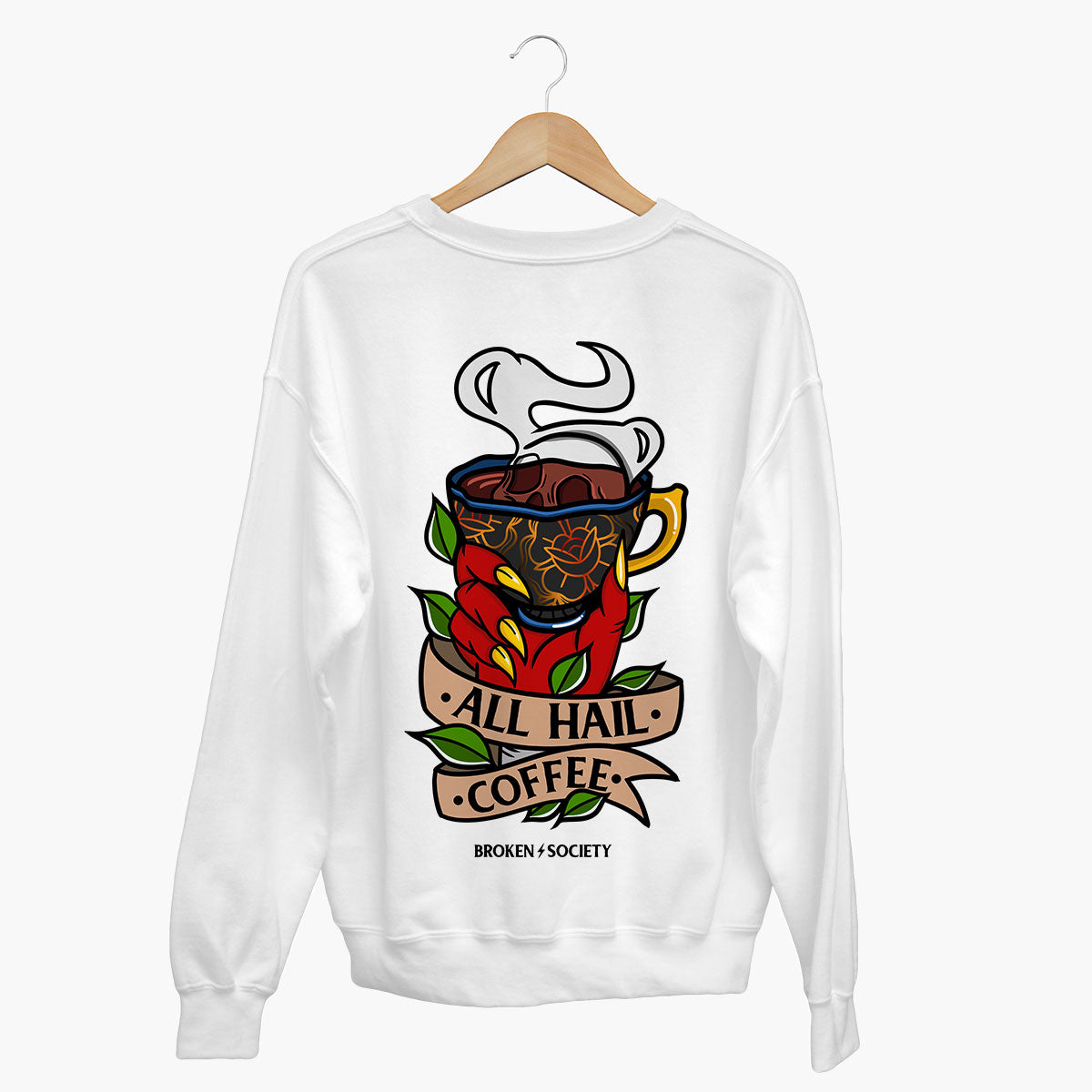 All Hail Coffee Sweatshirt (Unisex)-Tattoo Clothing, Tattoo Sweatshirt, JH030-Broken Society