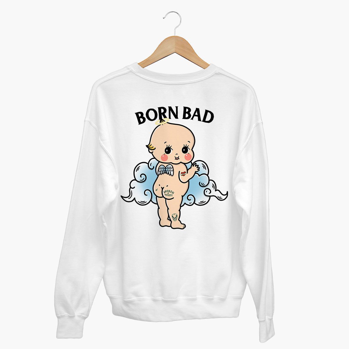 Born Bad Angel Sweatshirt (Unisex)-Tattoo Clothing, Tattoo Sweatshirt, JH030-Broken Society