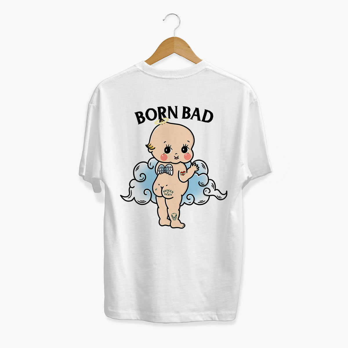 Born Bad Angel T-shirt (Unisex)-Tattoo Clothing, Tattoo T-Shirt, N03-Broken Society