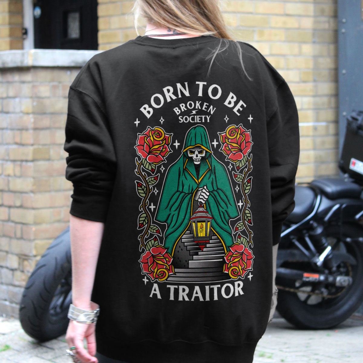 Born To Be A Traitor Sweatshirt (Unisex)-Tattoo Clothing, Tattoo Sweatshirt, JH030-Broken Society