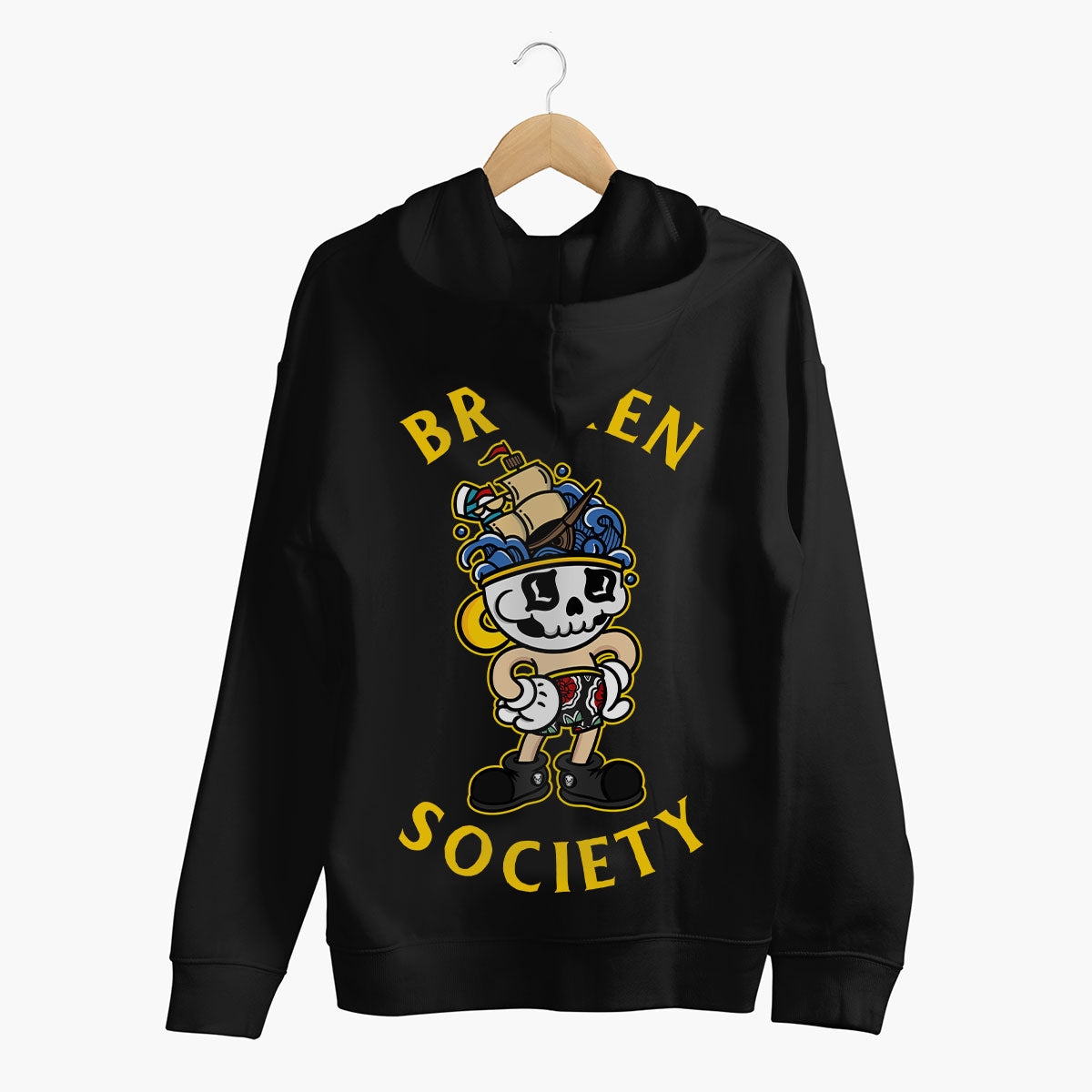 Broken Benny Hoodie (Unisex)-Tattoo Clothing, Tattoo Hoodie, JH001-Broken Society