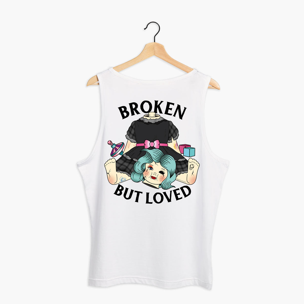 Broken But Loved Tank (Unisex)-Tattoo Clothing, Tattoo Tank, 03980-Broken Society