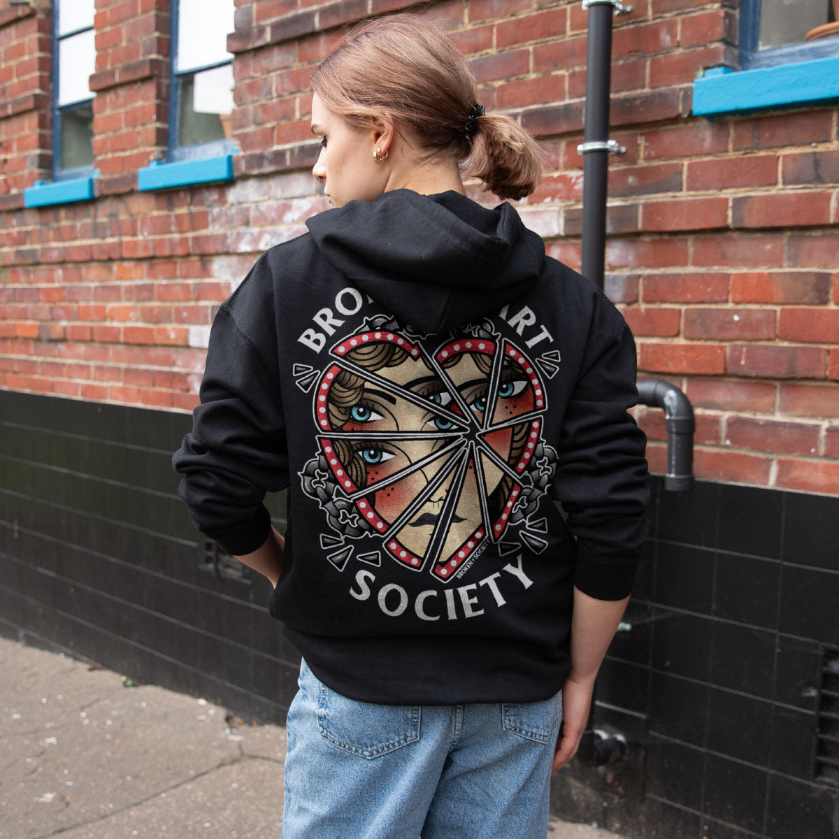 Broken Heart Society Hoodie (Unisex)-Tattoo Clothing, Tattoo Hoodie, JH001-Broken Society