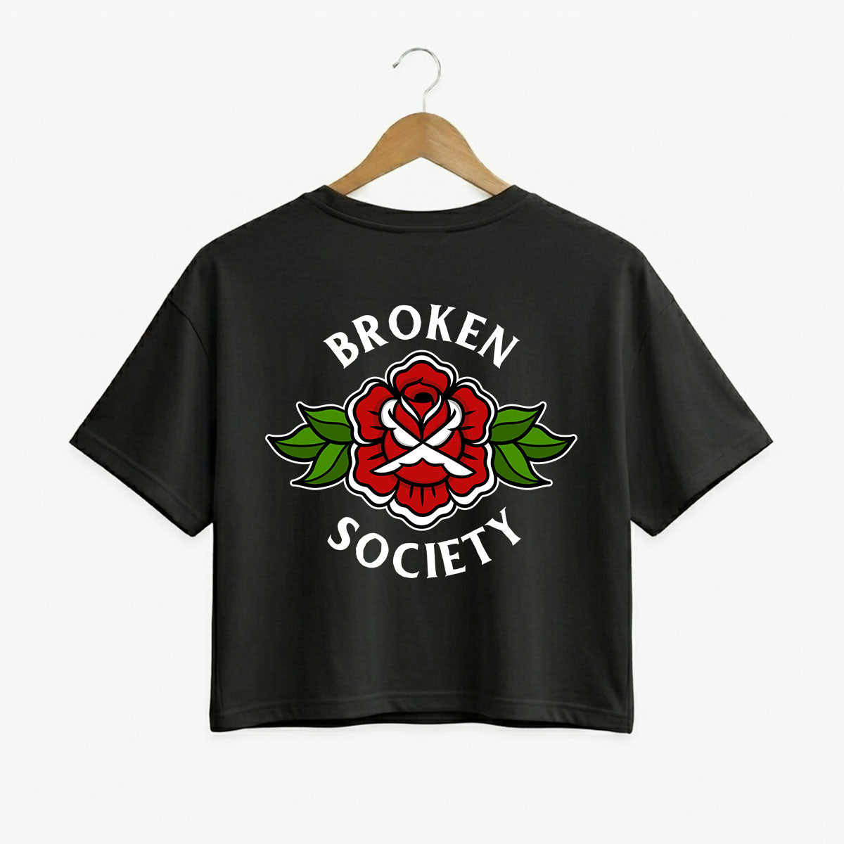 Broken Society Rose Boxy Women's Fit T-Shirt-Tattoo Clothing, Tattoo T-Shirt, EP026-Broken Society