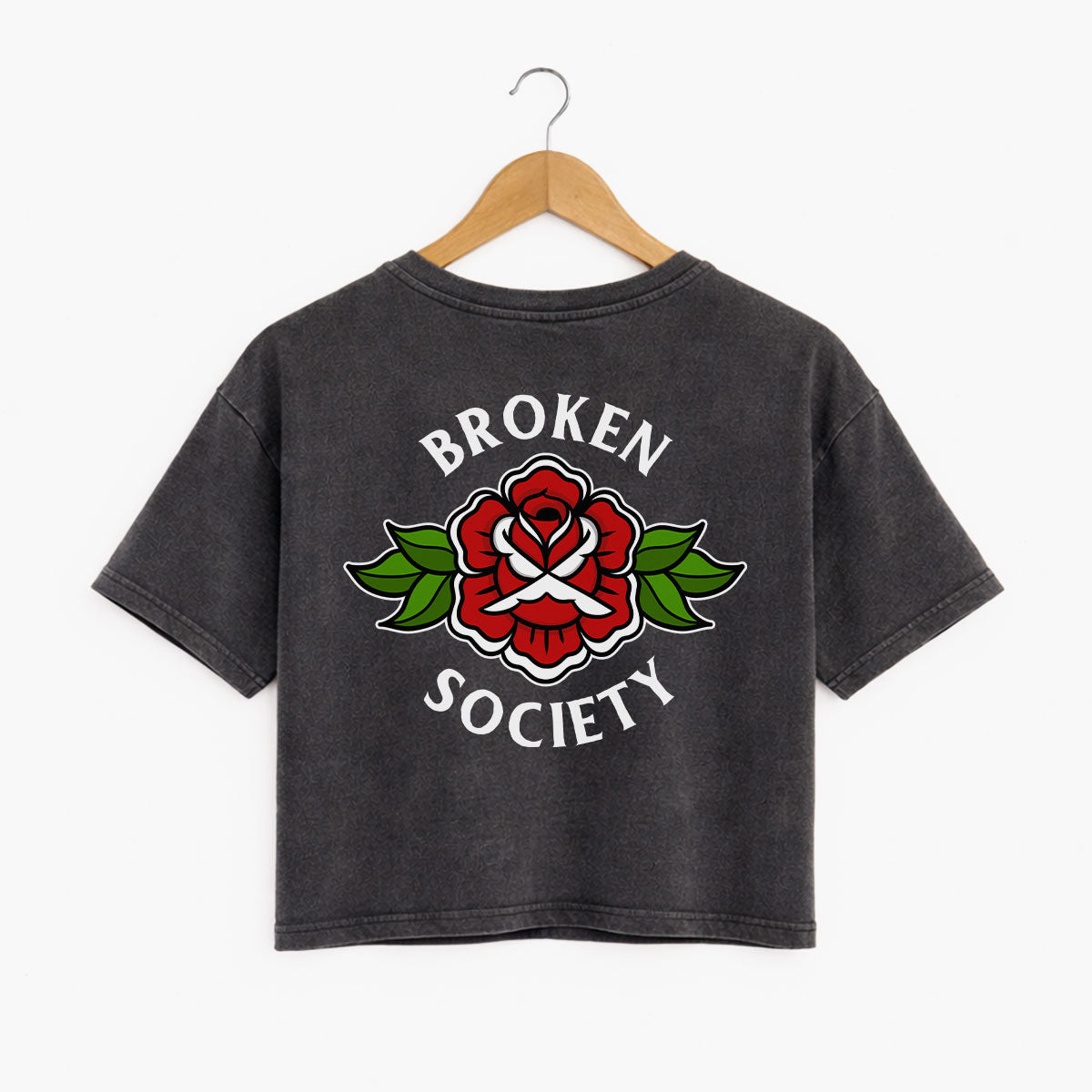 Broken Society Rose Boxy Women's Fit T-Shirt-Tattoo Clothing, Tattoo T-Shirt, EP026-Broken Society