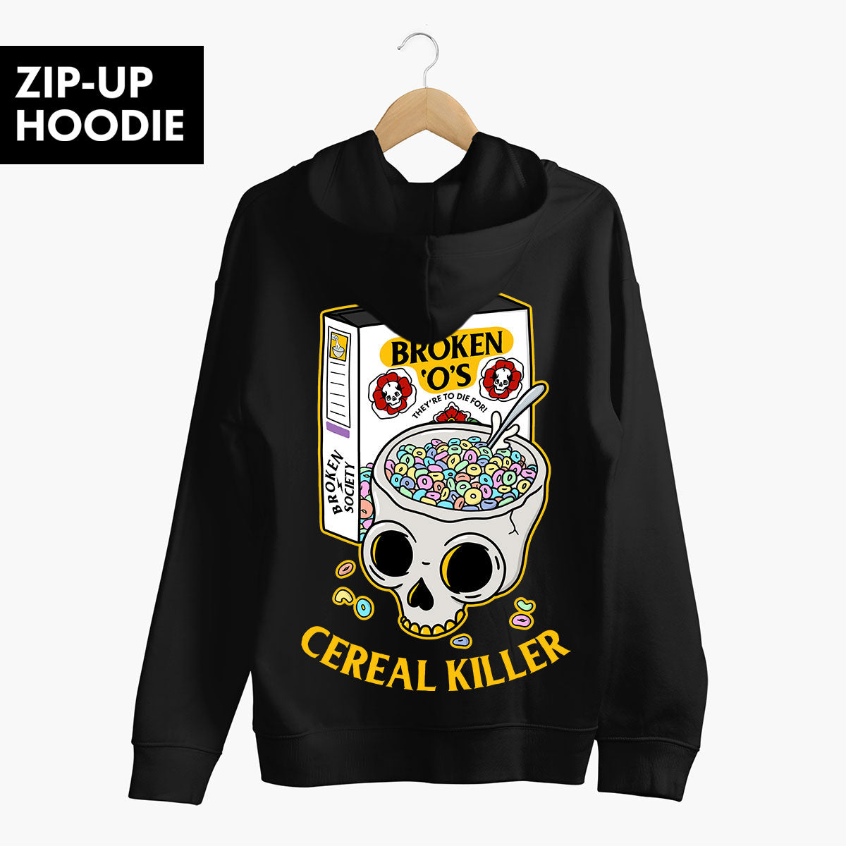 Cereal Killer Zip-Up Hoodie (Unisex)-Tattoo Clothing, Tattoo Zip-Up Hoodie, JH050-Broken Society
