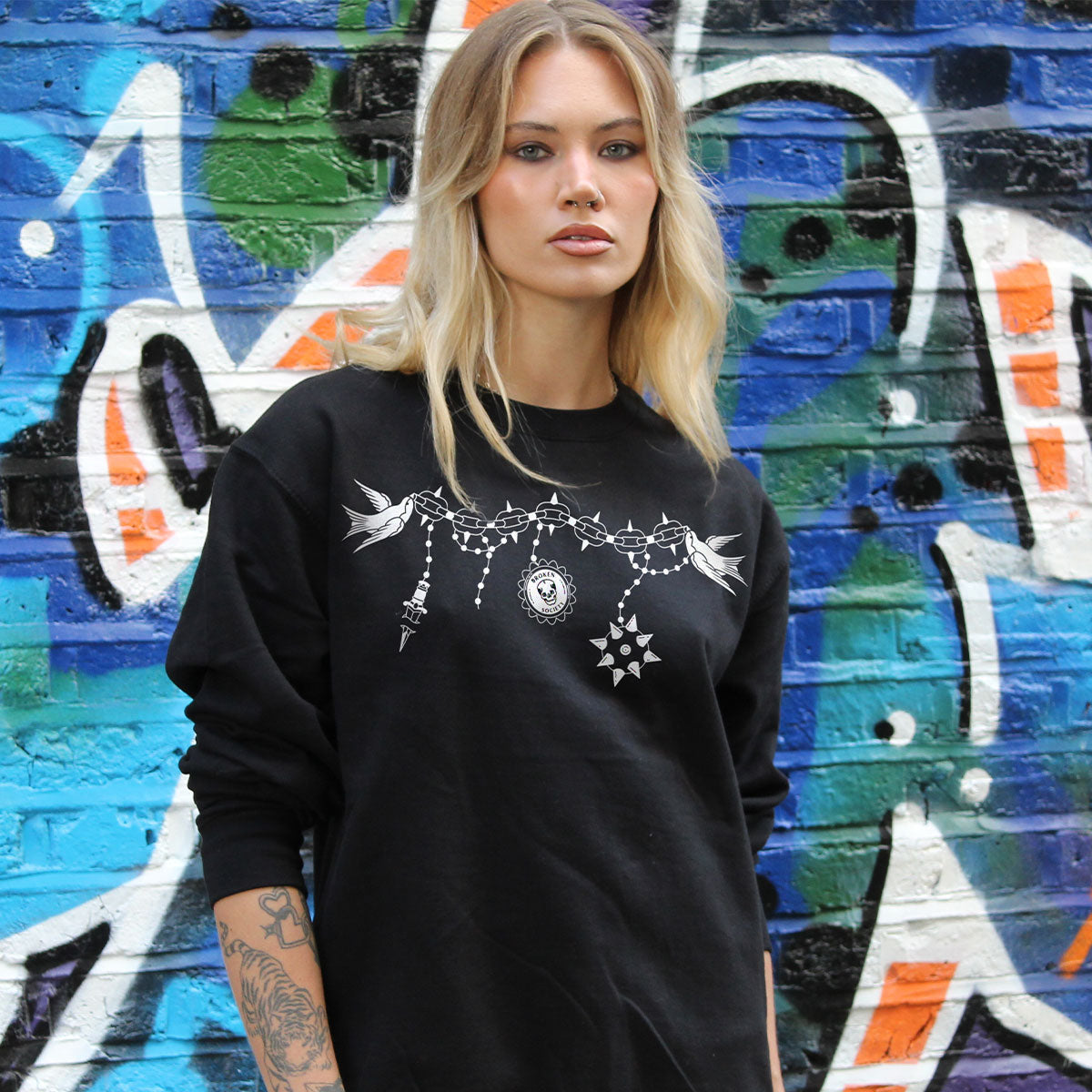 Chains Sweatshirt (Unisex)-Tattoo Clothing, Tattoo Sweatshirt, JH030-Broken Society