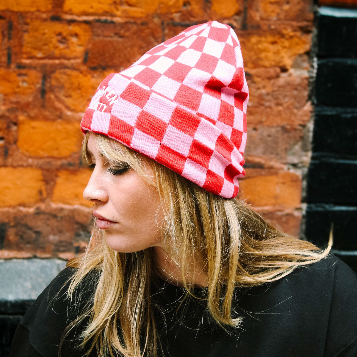 Checkerboard Beanie-Tattoo Apparel, Tattoo Accessories, Tattoo Gift, Tattoo Beanie, BB531-Broken Society