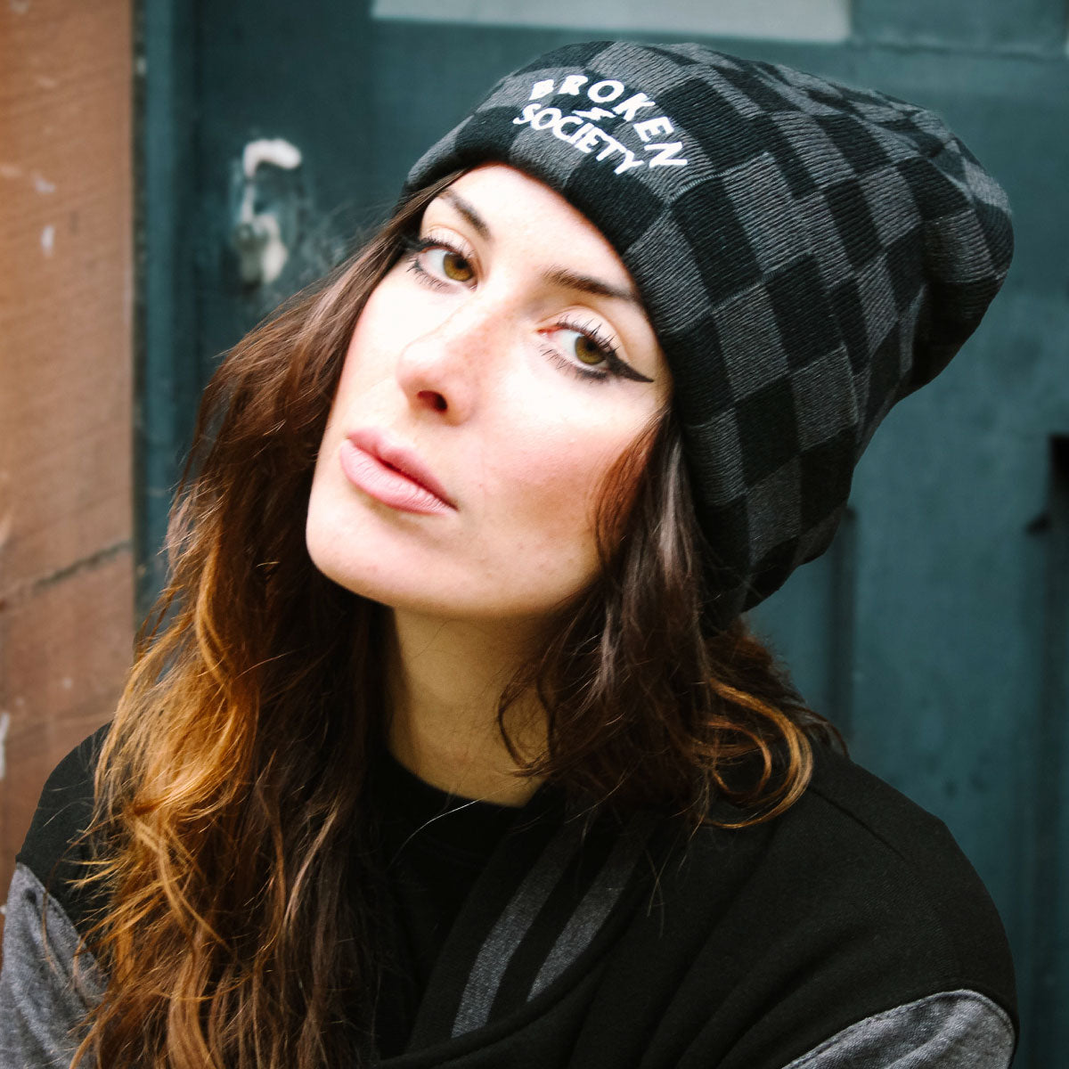 Checkerboard Beanie-Tattoo Apparel, Tattoo Accessories, Tattoo Gift, Tattoo Beanie, BB531-Broken Society