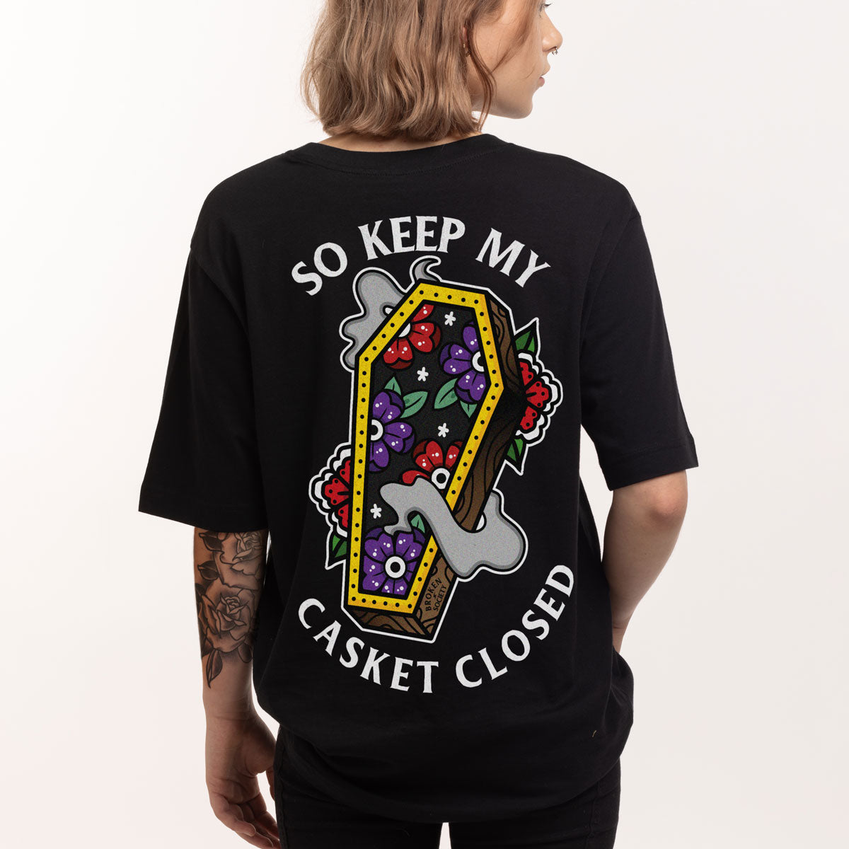 Closed Casket T-shirt (Unisex)-Tattoo Clothing, Tattoo T-Shirt, N03-Broken Society