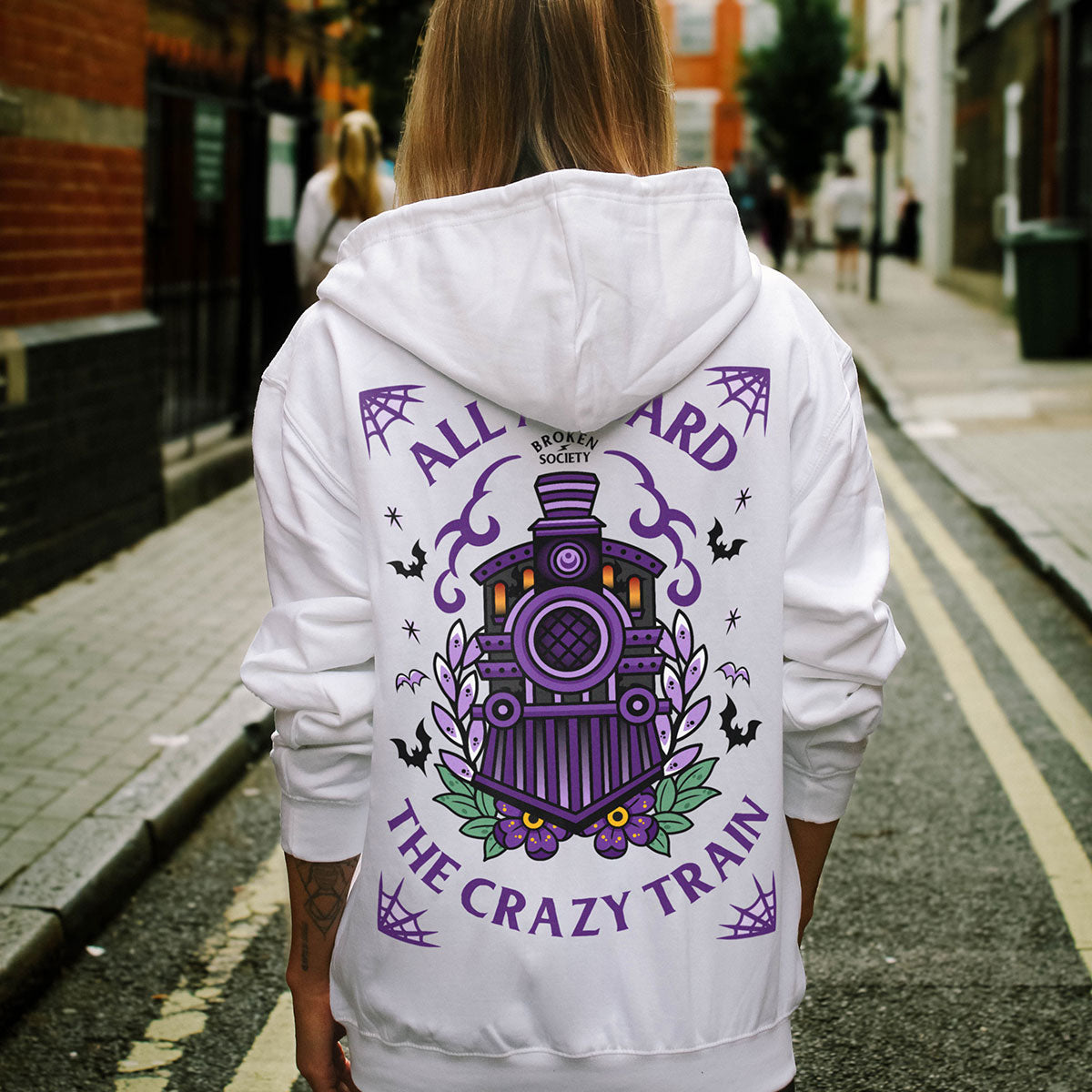 Crazy Train Hoodie (Unisex)-Tattoo Clothing, Tattoo Hoodie, JH001-Broken Society