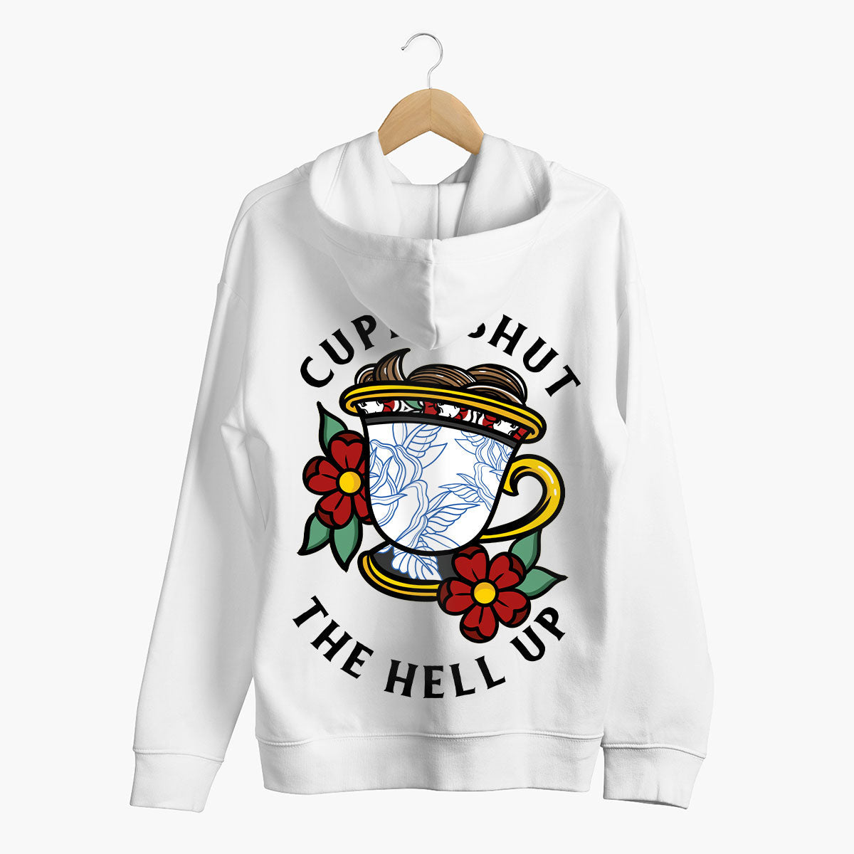 Cuppa Shut The Hell Up Hoodie (Unisex)-Tattoo Clothing, Tattoo Hoodie, JH001-Broken Society