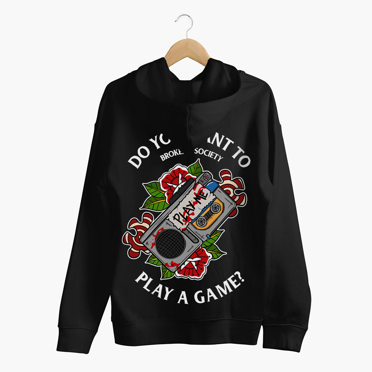 Do You Want To Play A Game Hoodie (Unisex)-Tattoo Clothing, Tattoo Hoodie, JH001-Broken Society