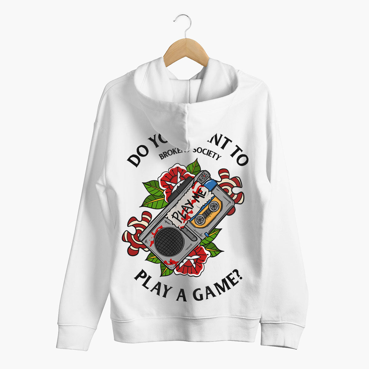Do You Want To Play A Game Hoodie (Unisex)-Tattoo Clothing, Tattoo Hoodie, JH001-Broken Society