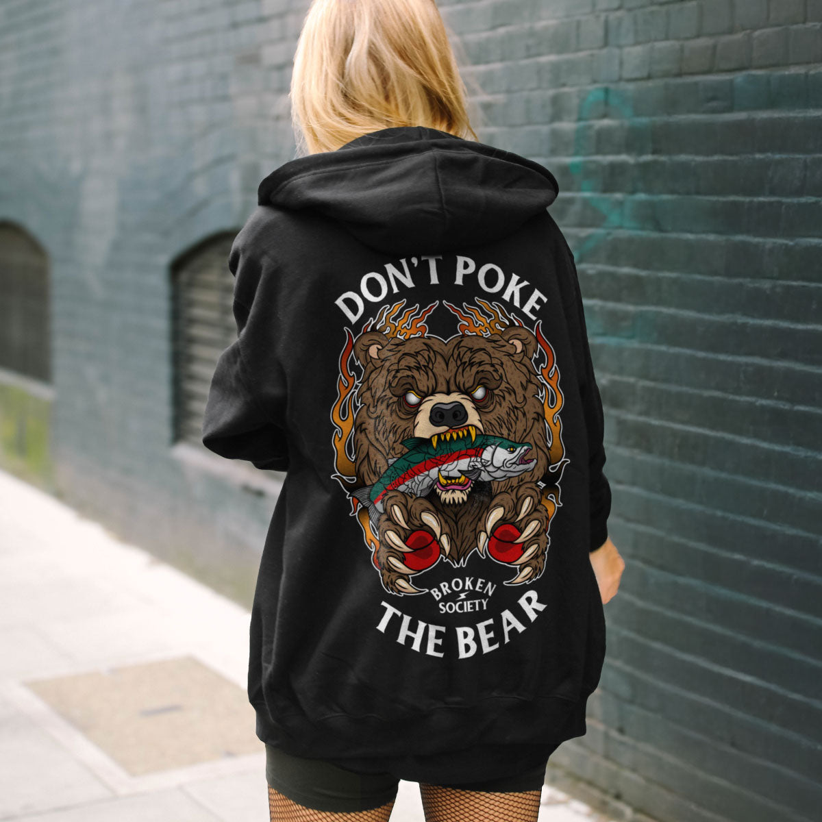 Don't Poke The Bear Hoodie (Unisex)-Tattoo Clothing, Tattoo Hoodie, JH001-Broken Society