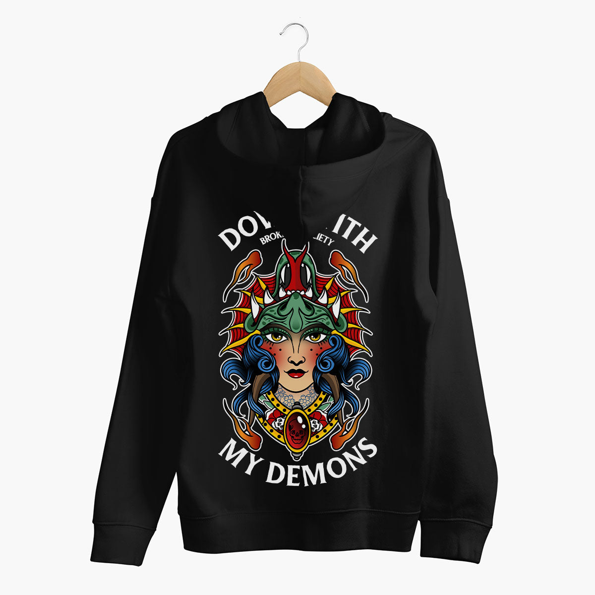 Down With My Demons Hoodie (Unisex)-Tattoo Clothing, Tattoo Hoodie, JH001-Broken Society