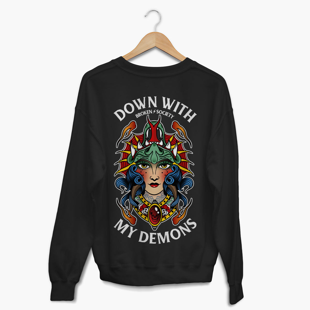 Down With My Demons Sweatshirt (Unisex)-Tattoo Clothing, Tattoo Sweatshirt, JH030-Broken Society