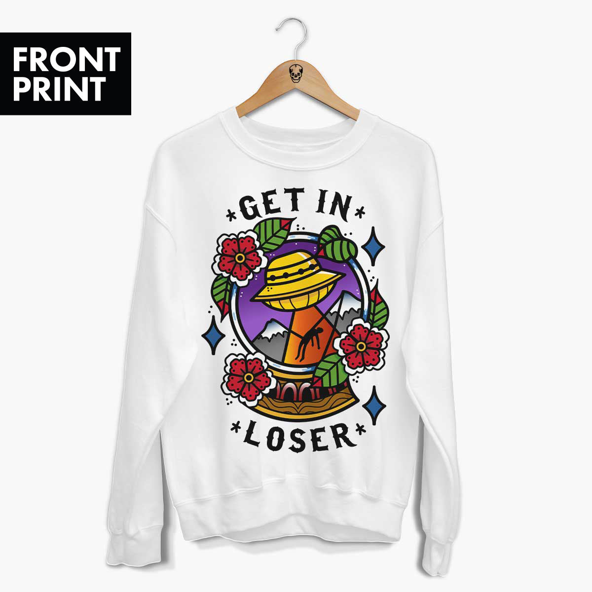 Get In Loser Sweatshirt (Unisex)-Tattoo Clothing, Tattoo Sweatshirt, JH030-Broken Society