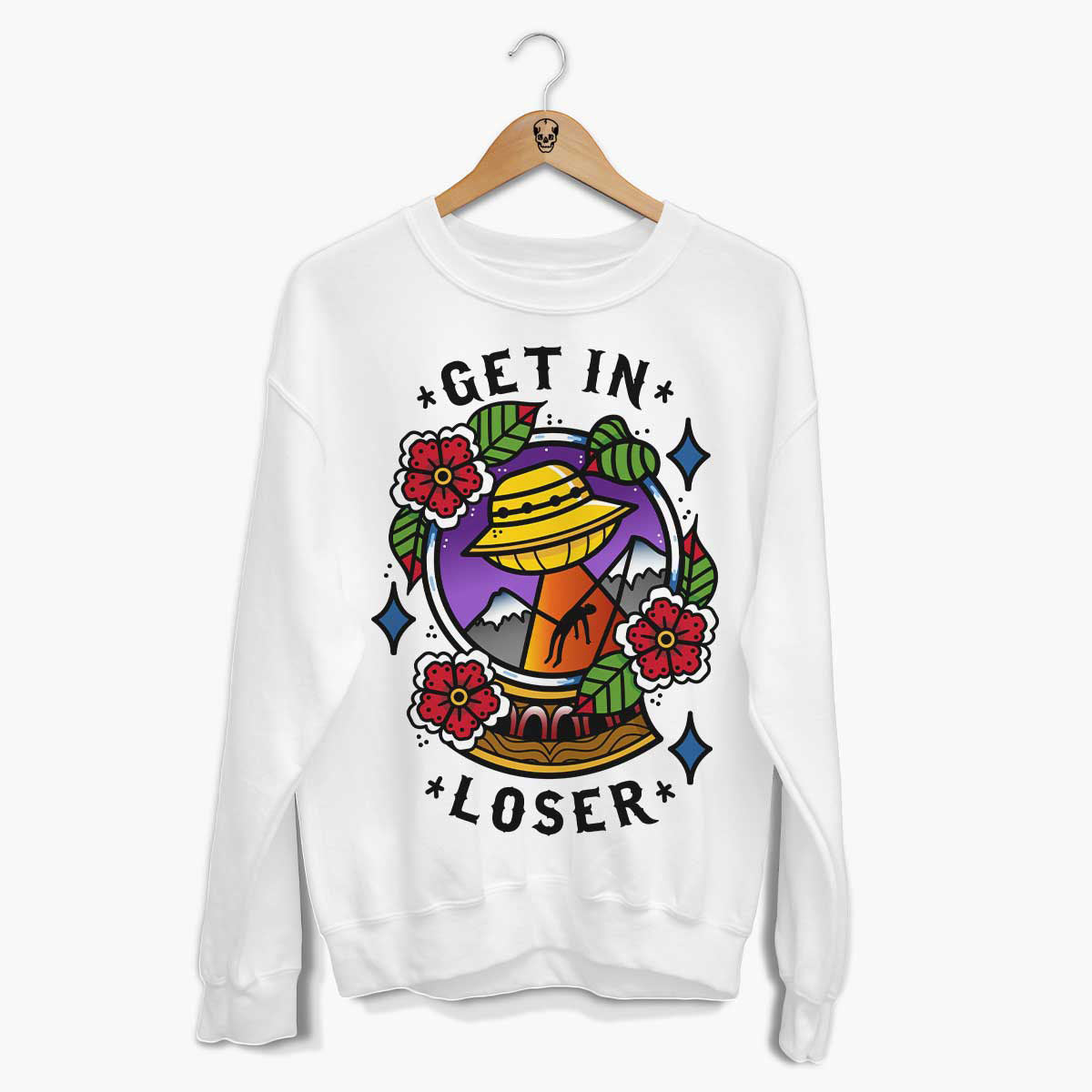 Get In Loser Front Print Sweatshirt (Unisex)-Tattoo Clothing, Tattoo Sweatshirt, JH030-Broken Society