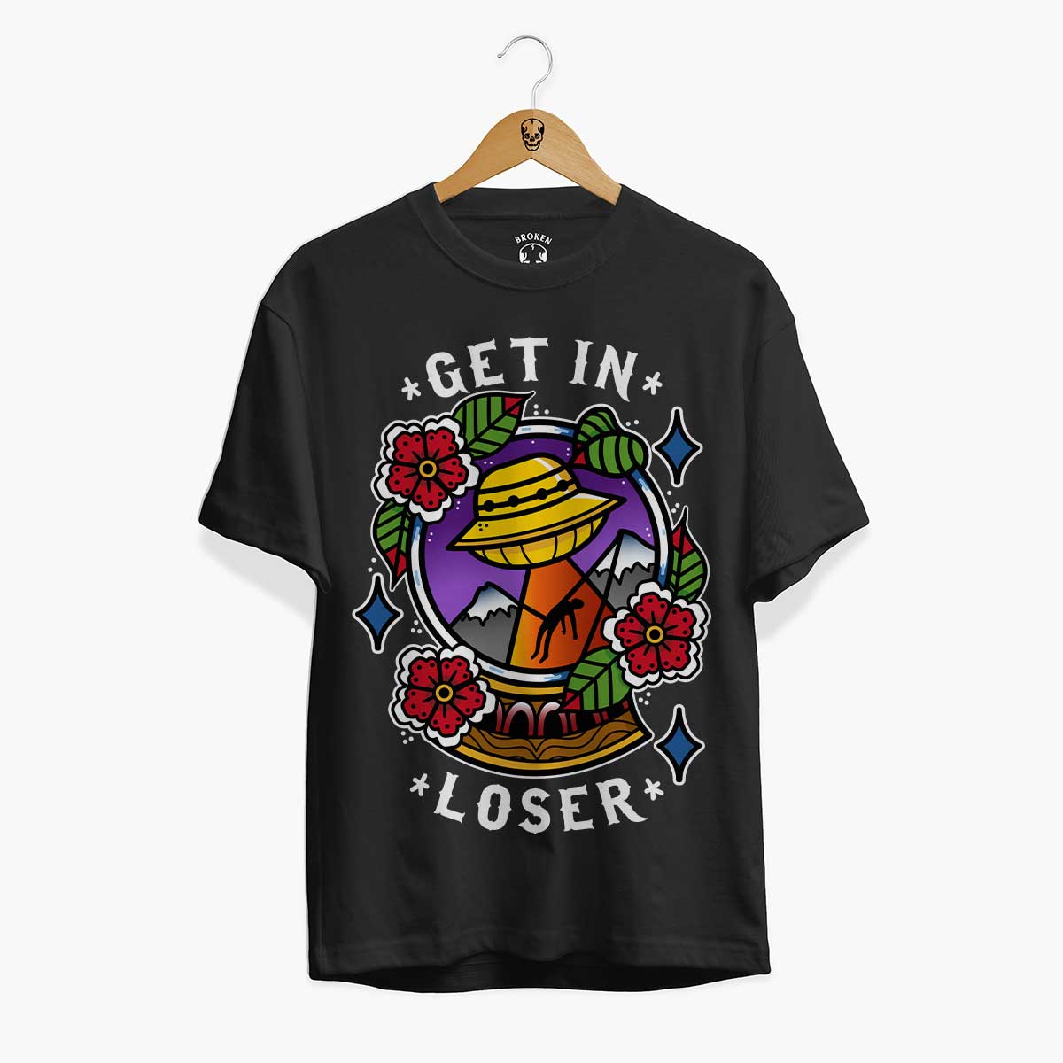 Get In Loser Front Print T-Shirt (Unisex)-Tattoo Clothing, Tattoo T-Shirt, EP01-Broken Society