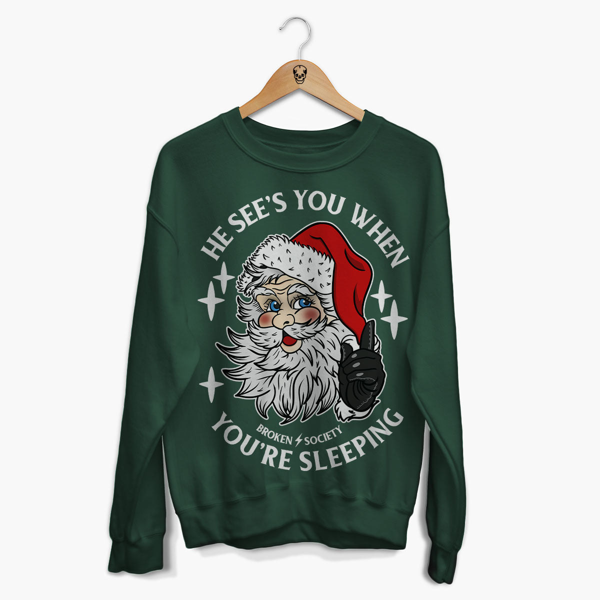 He Sees You When You're Sleeping Christmas Jumper (Unisex)-Tattoo Clothing, Tattoo Sweatshirt, JH030-Broken Society