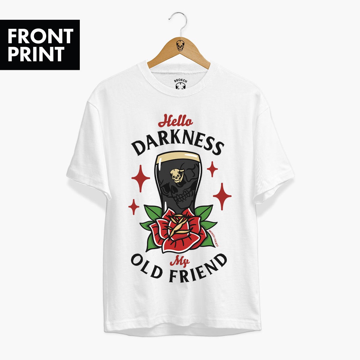 Hello Darkness Front Print T-Shirt (Unisex)-Tattoo Clothing, Tattoo T-Shirt, EP01-Broken Society