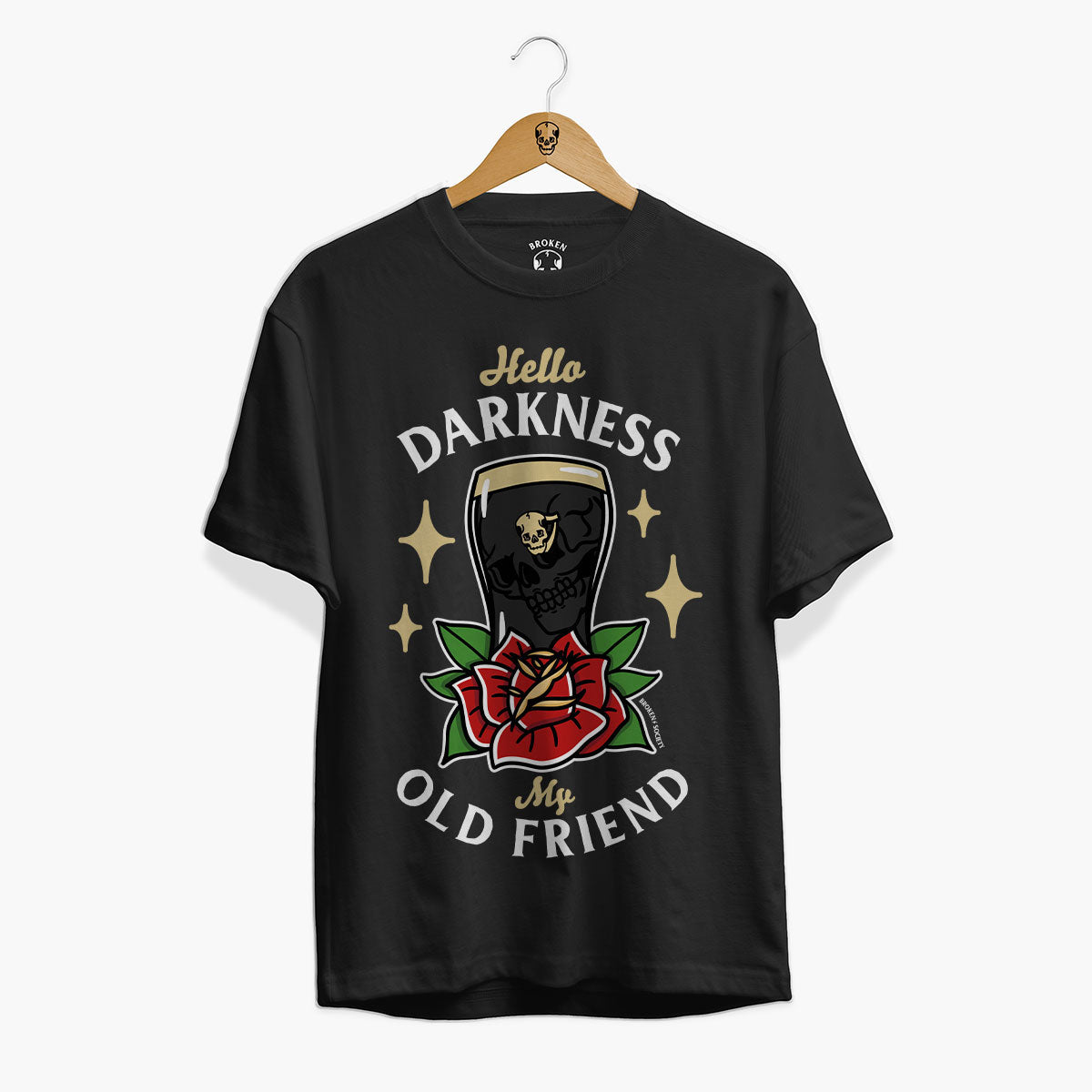 Hello Darkness Front Print T-Shirt (Unisex)-Tattoo Clothing, Tattoo T-Shirt, EP01-Broken Society