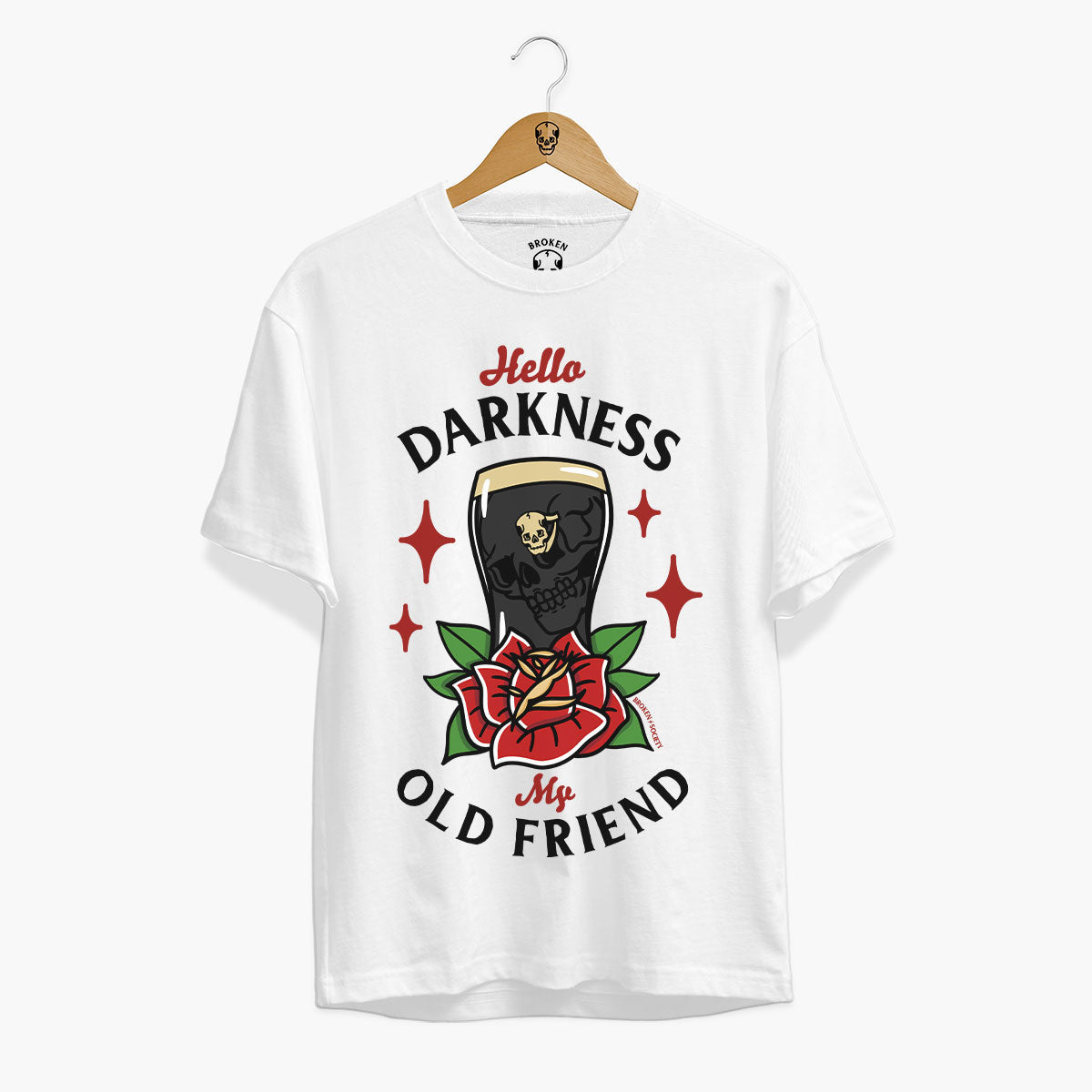 Hello Darkness Front Print T-Shirt (Unisex)-Tattoo Clothing, Tattoo T-Shirt, EP01-Broken Society