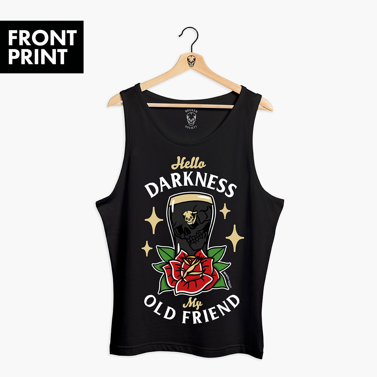 Hello Darkness Front Print Tank (Unisex)-Tattoo Clothing, Tattoo Tank, 03980-Broken Society