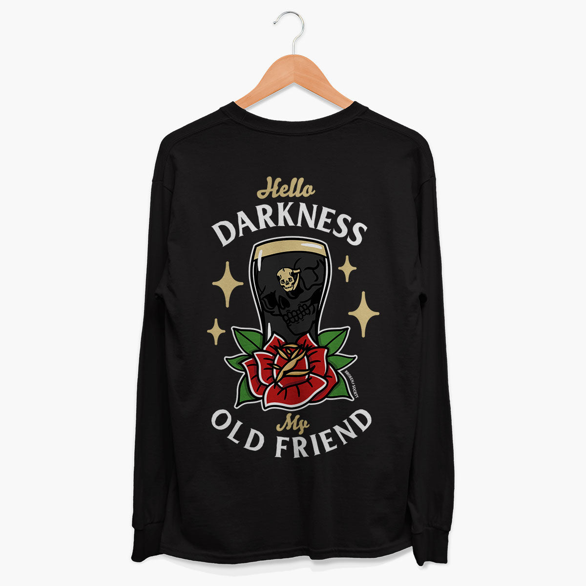 Hello Darkness Long Sleeve T-Shirt (Unisex)-Tattoo Clothing, Tattoo Long Sleeve T-Shirt, EP185L-Broken Society