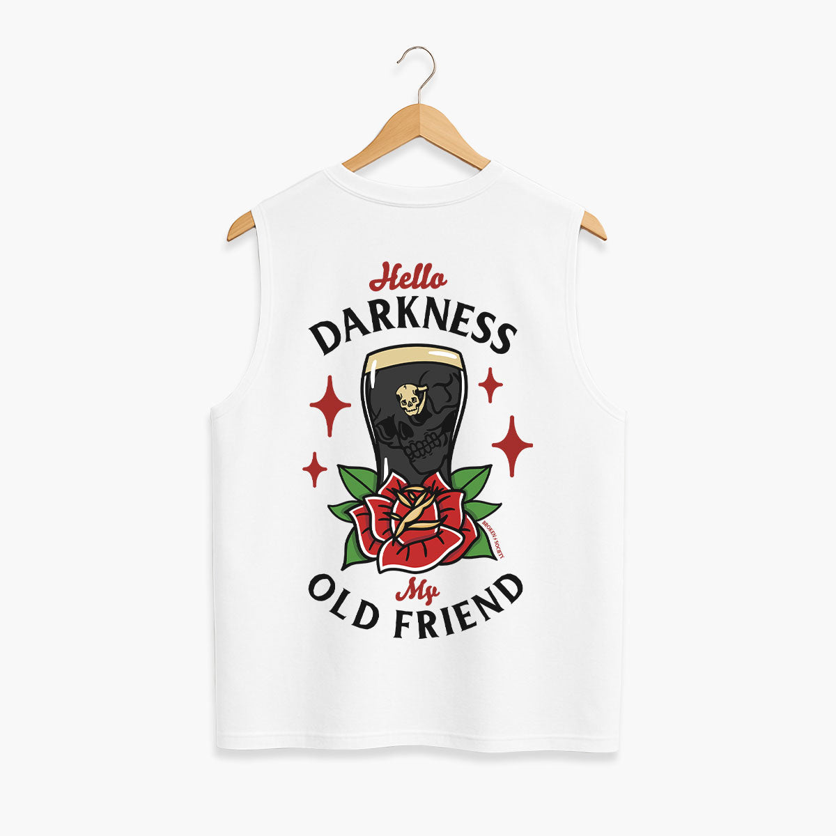 Hello Darkness Sleeveless T-Shirt (Unisex)-Tattoo Clothing, Tattoo Sleeveless T-Shirt, EP01S-Broken Society