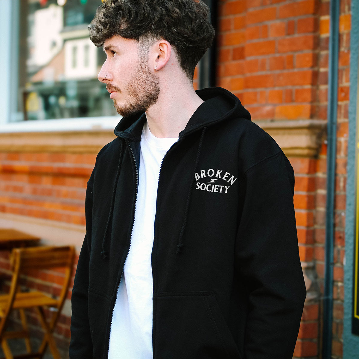 Hello Darkness Zip-Up Hoodie (Unisex)-Tattoo Clothing, Tattoo Zip-Up Hoodie, JH050-Broken Society