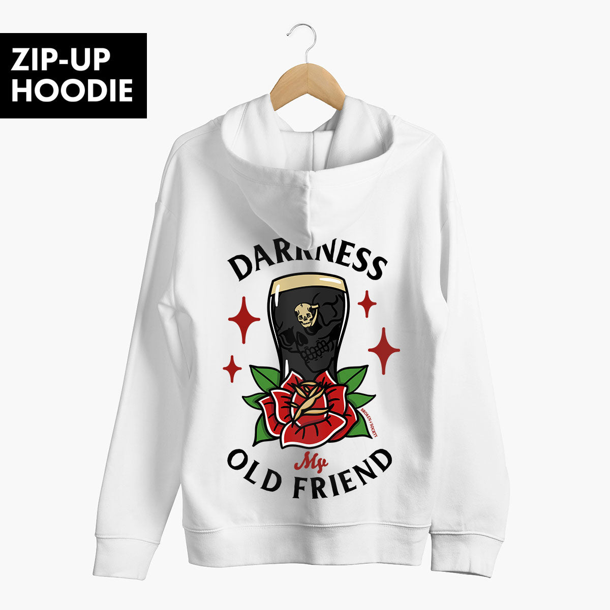 Hello Darkness Zip-Up Hoodie (Unisex)-Tattoo Clothing, Tattoo Zip-Up Hoodie, JH050-Broken Society