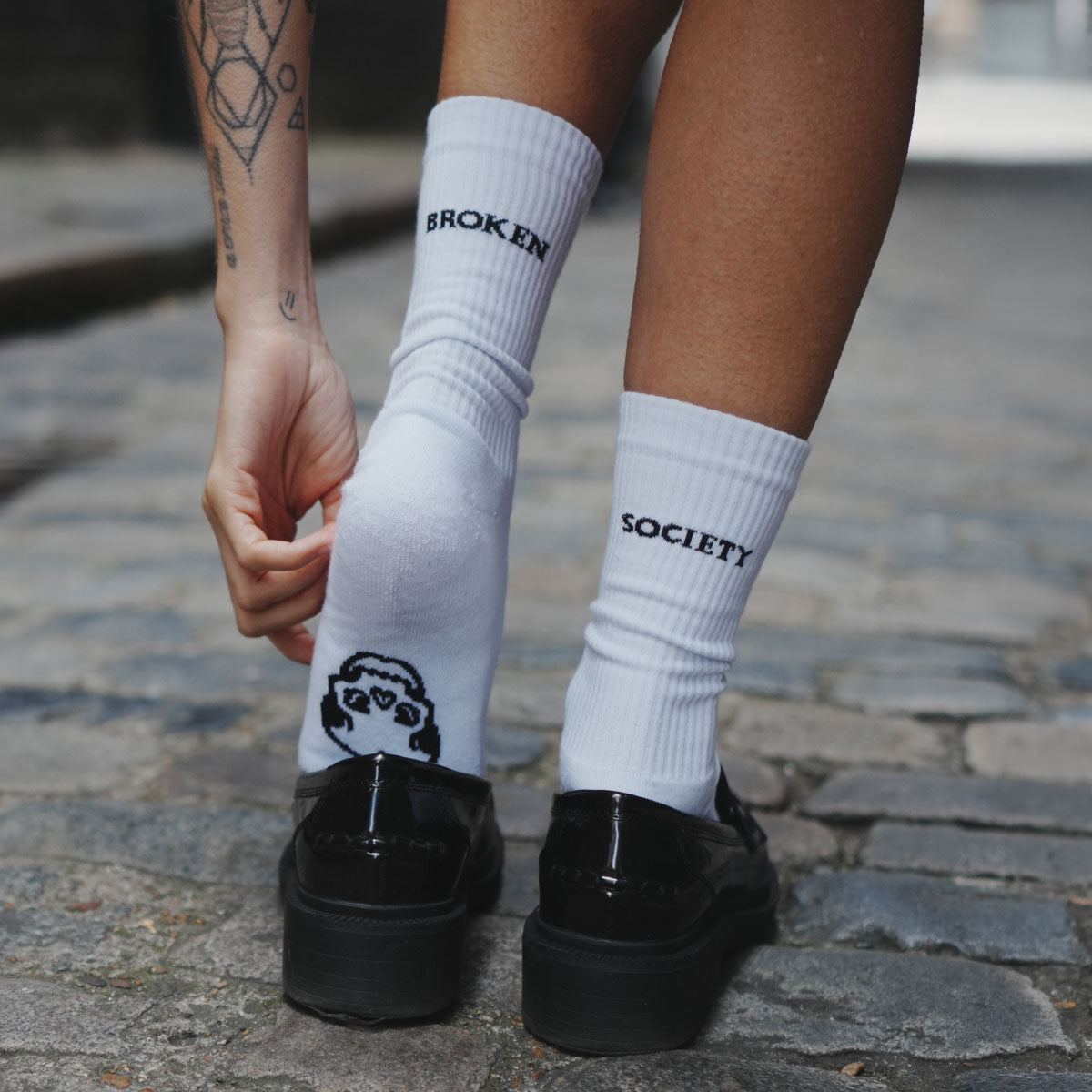 Broken Society Skull Socks (Unisex)-Tattoo Apparel, Tattoo Accessories, Tattoo Gift, Tattoo Socks-Broken Society