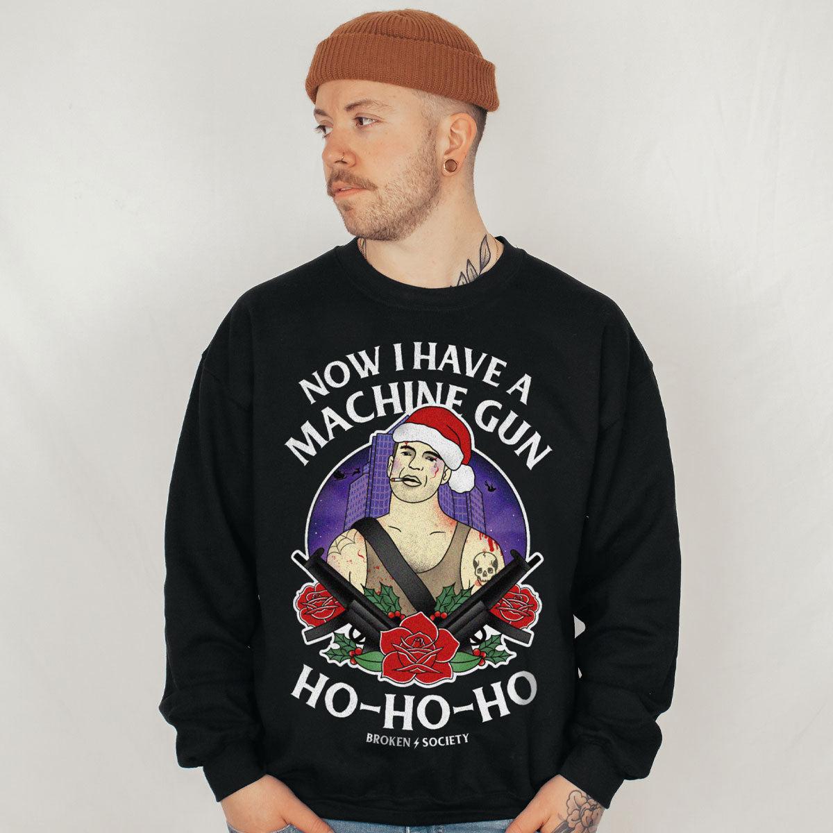 Ho Ho Ho Christmas Jumper (Unisex)-Tattoo Clothing, Tattoo Sweatshirt, JH030-Broken Society