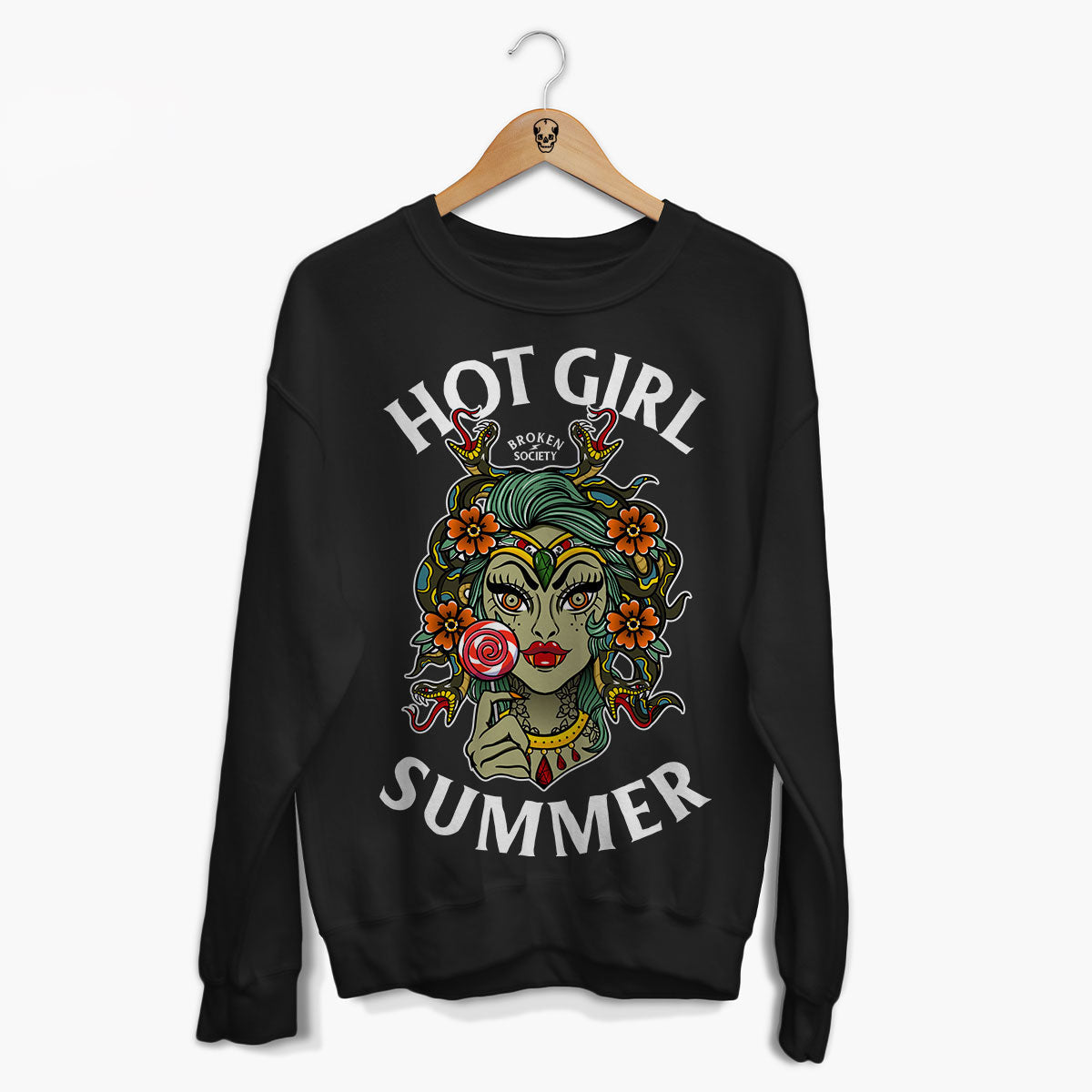 Hot Girl Summer Front Print Sweatshirt (Unisex)-Tattoo Clothing, Tattoo Sweatshirt, JH030-Broken Society