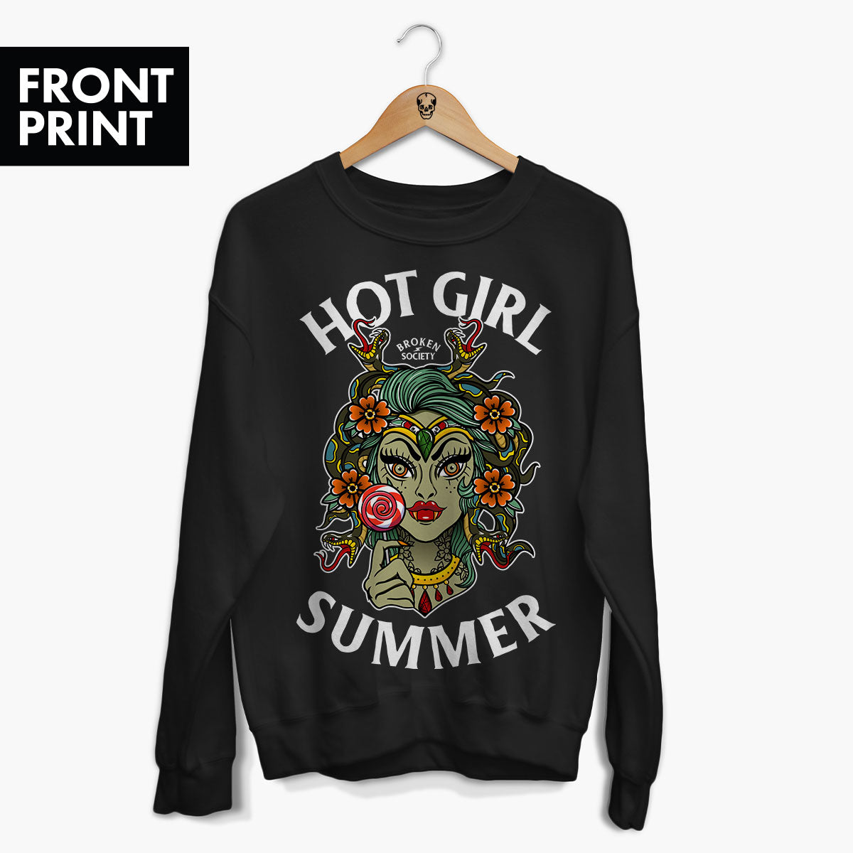 Hot Girl Summer Front Print Sweatshirt (Unisex)-Tattoo Clothing, Tattoo Sweatshirt, JH030-Broken Society