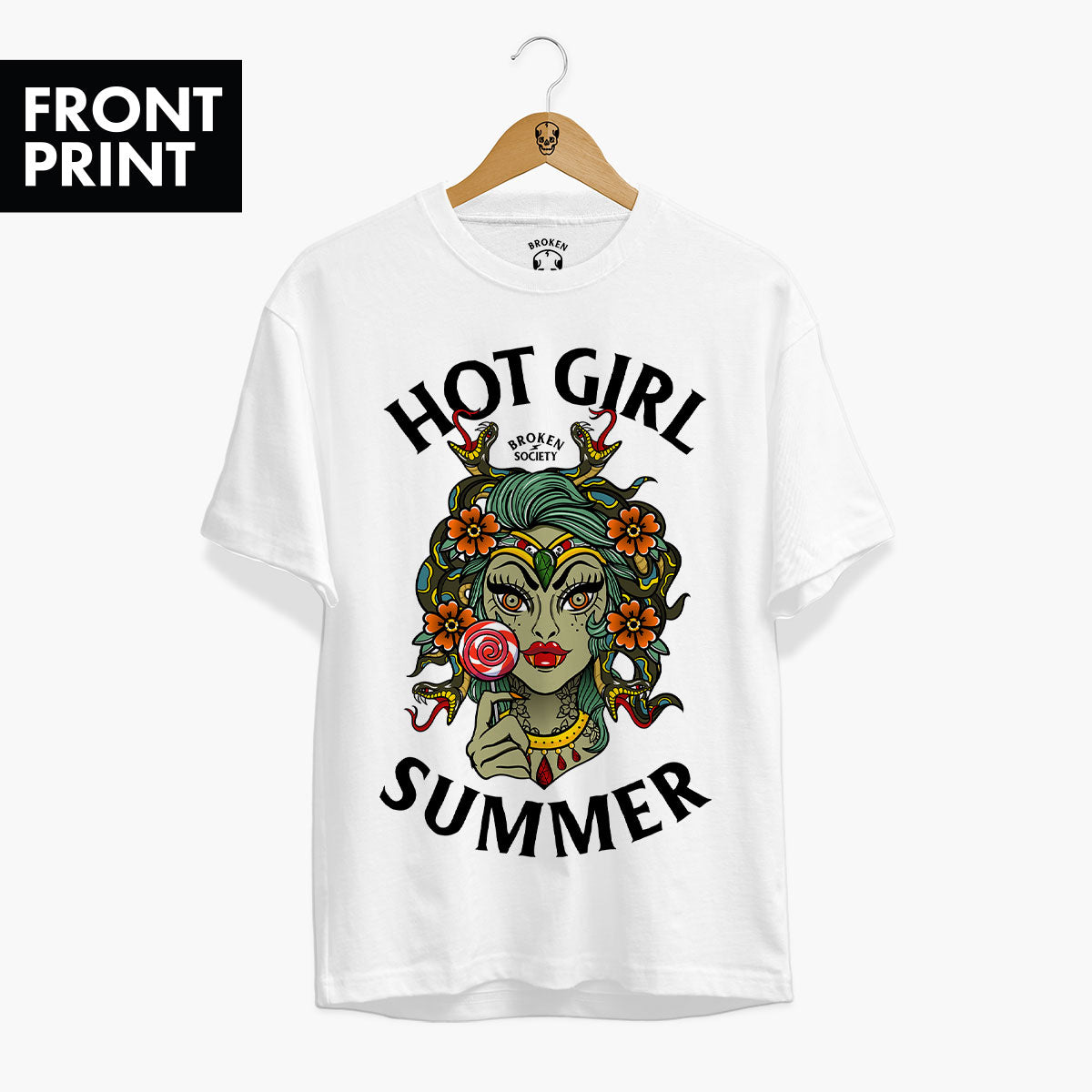 Hot Girl Summer Front Print T-Shirt (Unisex)-Tattoo Clothing, Tattoo T-Shirt, EP01-Broken Society
