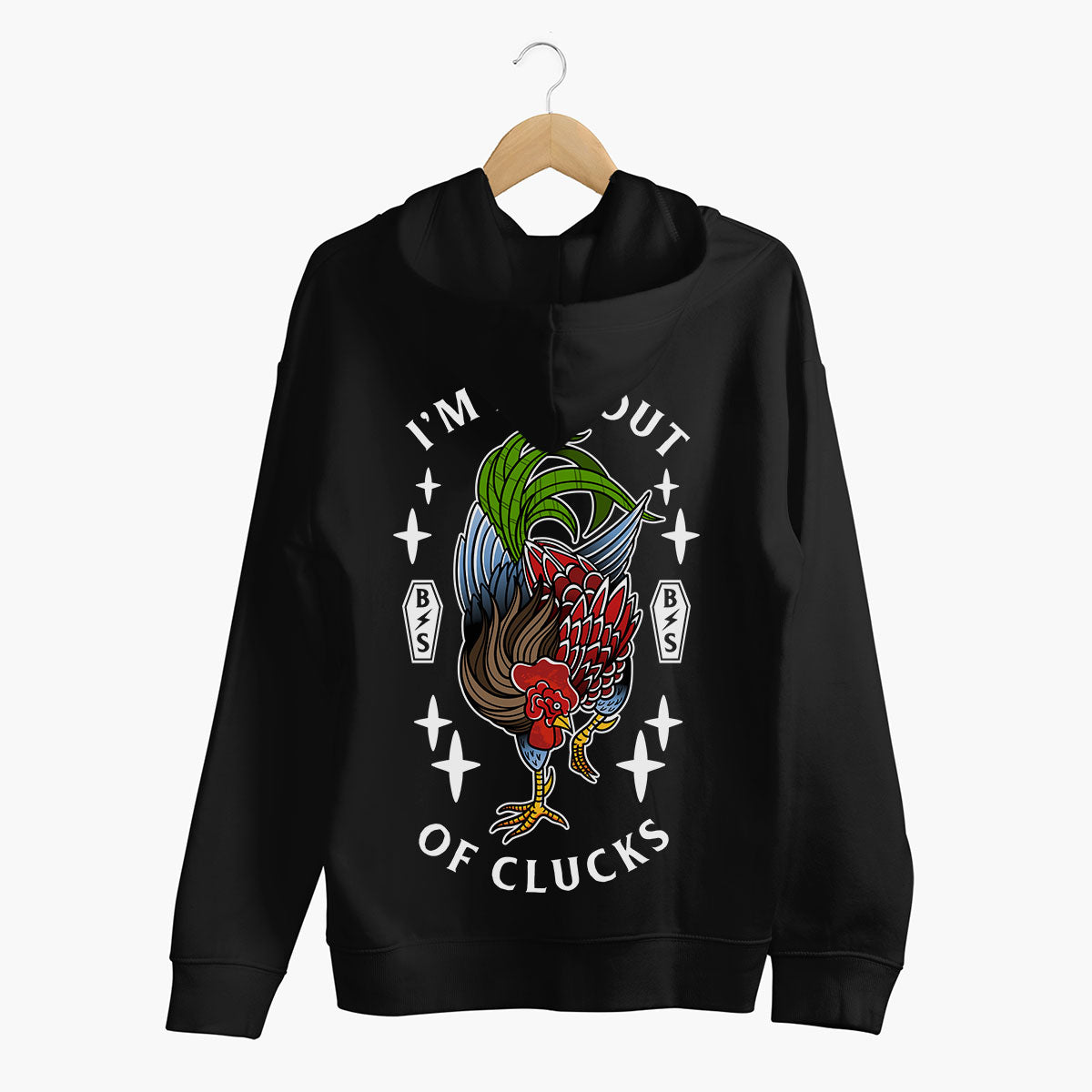 I'm All Out Of Clucks Hoodie (Unisex)-Tattoo Clothing, Tattoo Hoodie, JH001-Broken Society