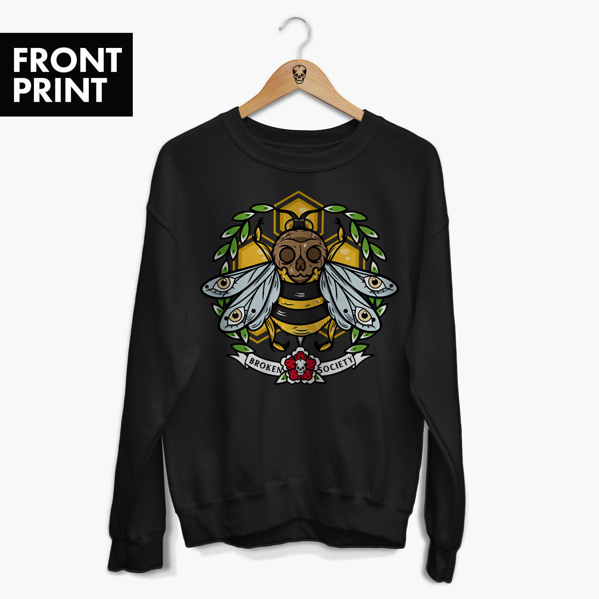 Killer Bee Front Print Sweatshirt (Unisex)-Tattoo Clothing, Tattoo Sweatshirt, JH030-Broken Society