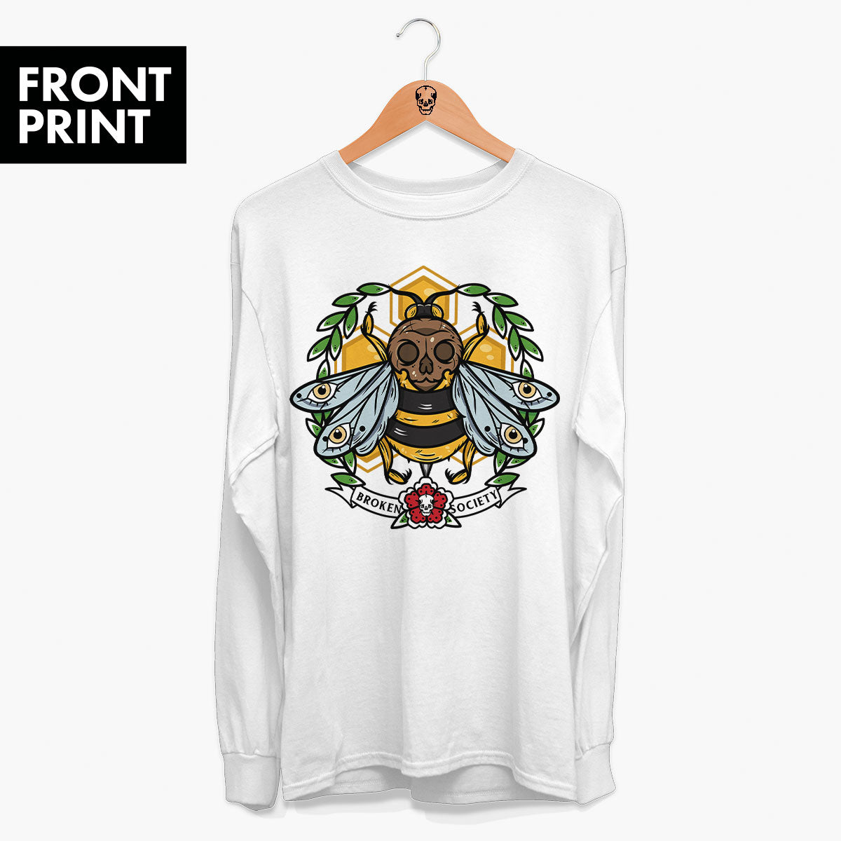 Killer Bee Long Sleeve T-Shirt (Unisex)-Tattoo Clothing, Tattoo Long Sleeve T-Shirt, EP185L-Broken Society