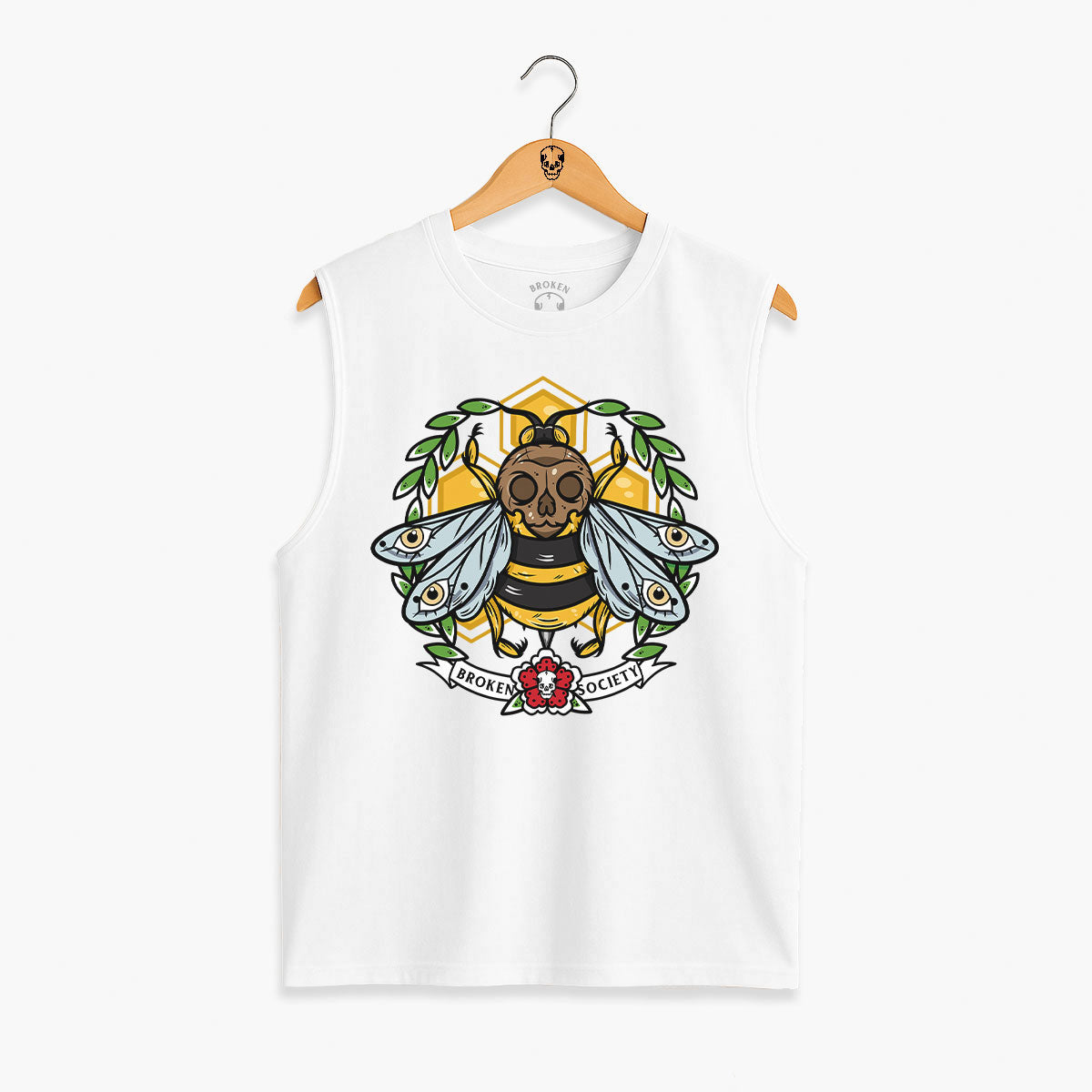Killer Bee Sleeveless T-Shirt (Unisex)-Tattoo Clothing, Tattoo Sleeveless T-Shirt, EP01S-Broken Society