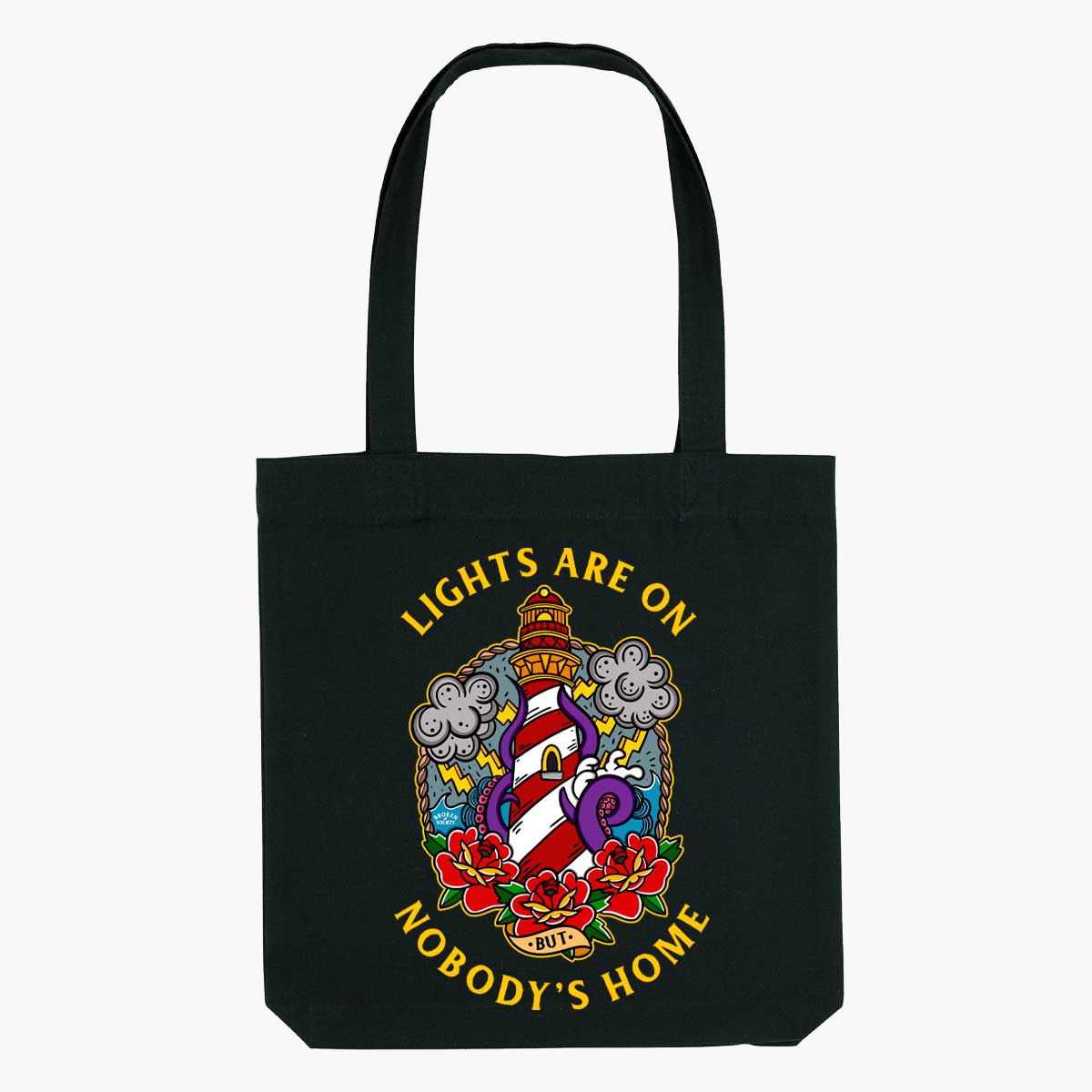 Lights Are On But Nobody's Home Strong-As-Hell Tote Bag-Tattoo Apparel, Tattoo Accessories, Tattoo Gift, Tattoo Tote Bag-Broken Society