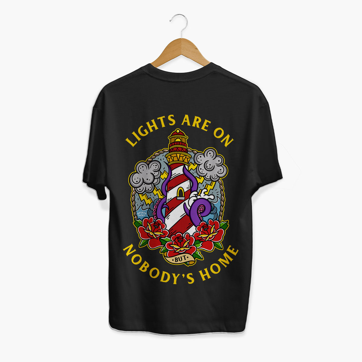 Lights Are On But Nobody's Home T-Shirt (Unisex)-Tattoo Clothing, Tattoo T-Shirt, EP01-Broken Society