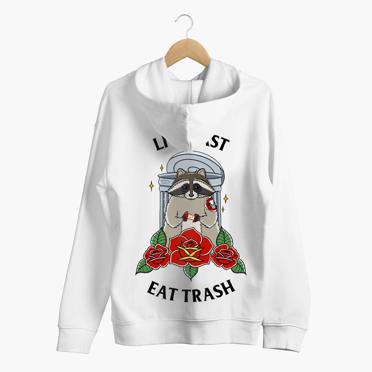 Live Fast Eat Trash Hoodie (Unisex)-Tattoo Clothing, Tattoo Hoodie, JH001-Broken Society