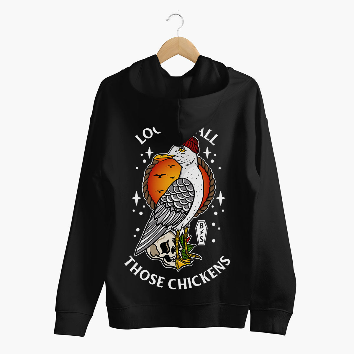 Look At All Those Chickens Hoodie (Unisex)-Tattoo Clothing, Tattoo Hoodie, JH001-Broken Society