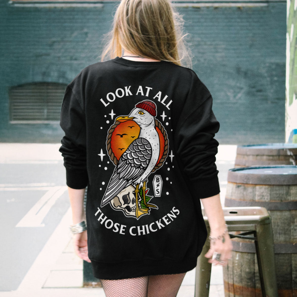 Look At All Those Chickens Sweatshirt (Unisex)-Tattoo Clothing, Tattoo Sweatshirt, JH030-Broken Society