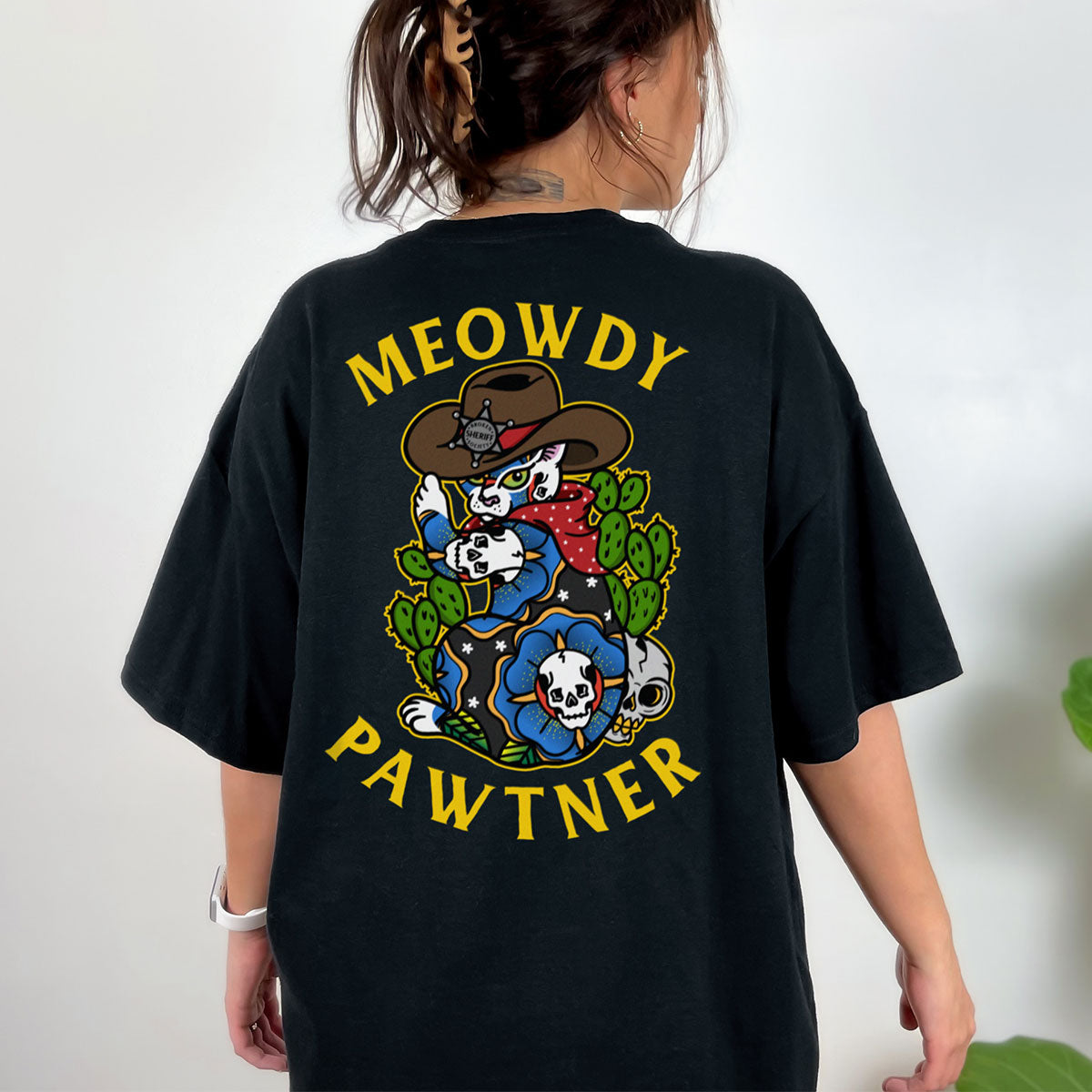 Meowdy Pawtner T-shirt (Unisex)-Tattoo Clothing, Tattoo T-Shirt, N03-Broken Society