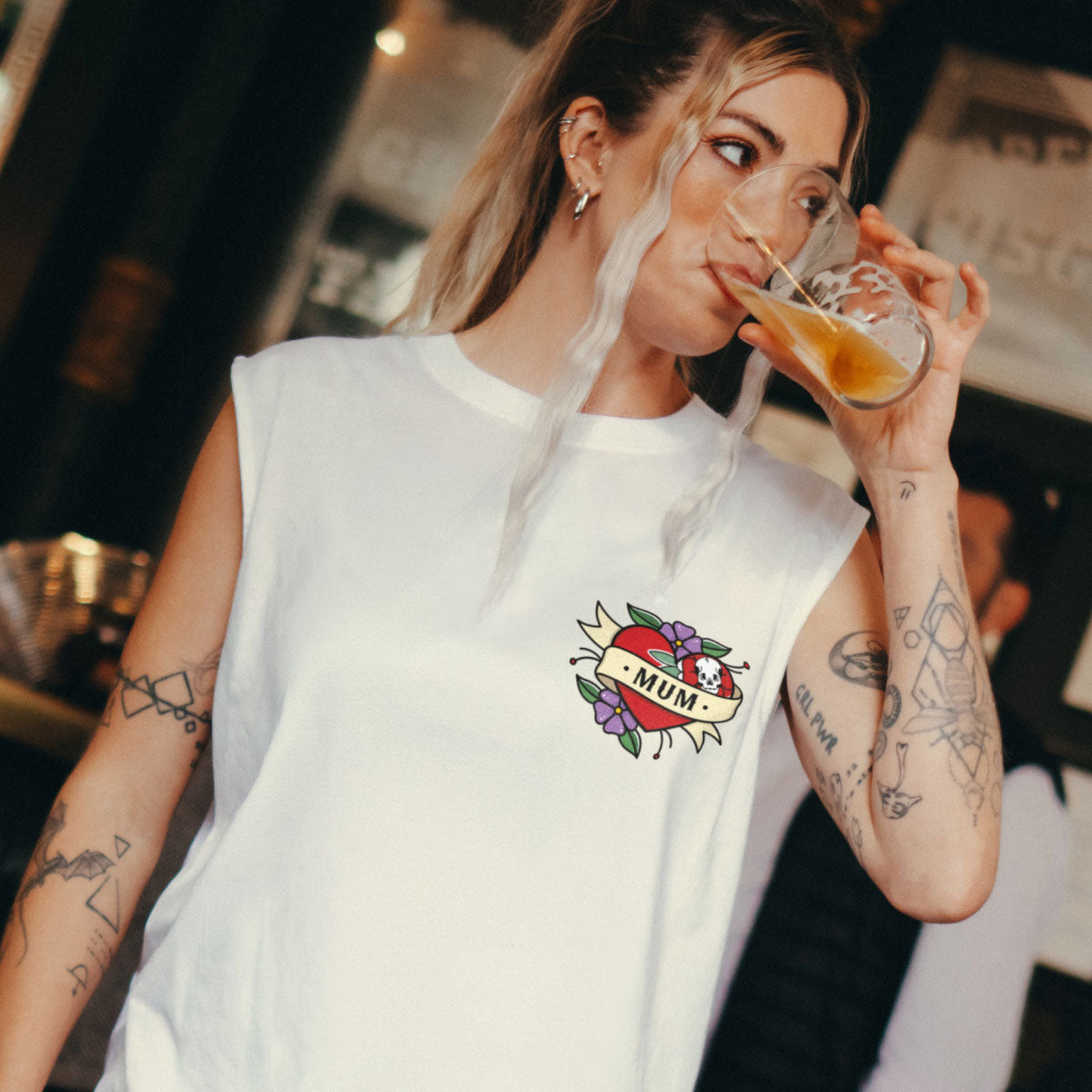 Mum Sleeveless T-Shirt (Unisex)-Tattoo Clothing, Tattoo Sleeveless T-Shirt, EP01S-Broken Society